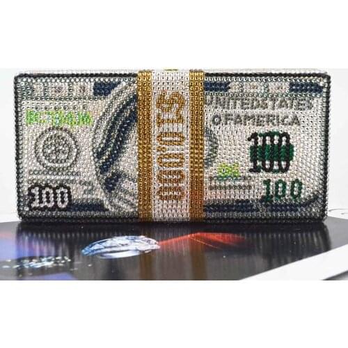 Money Designer Dollar $ pattern Bags Luxury Crystal Evening Bags Party Clutch Bags Wedding Bags Mini Handbags Purse