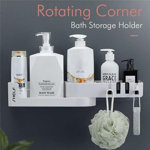 Bathroom Corner Storage Holder With Hook Self-adhesive Organizer Seasoning Storage Rack Wall Storage Shelf Ktichen Accessories