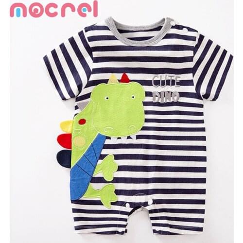 Cute Cartoon Baby Clothes Summer Striped Short-Sleeve Male Jumpsuits Baby Clothing Climb Clothes Rompers childrens clothing boy
