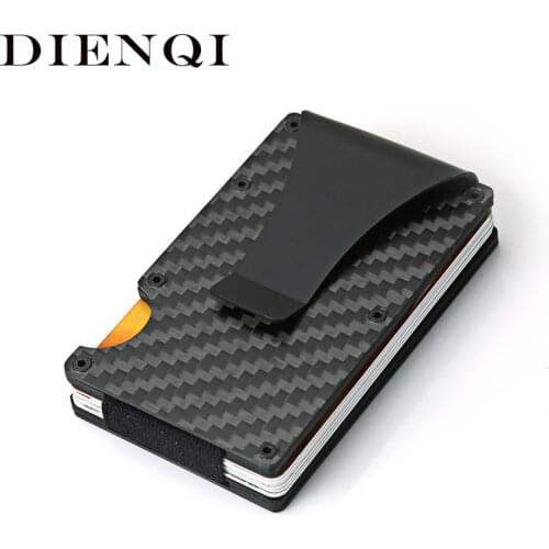 DIENQI Carbon Fiber Anti Rfid Bank Credit Card Holder Case Metal Slim Thin Pocket Men Minimalist Wallet Knife Cardholder Purse