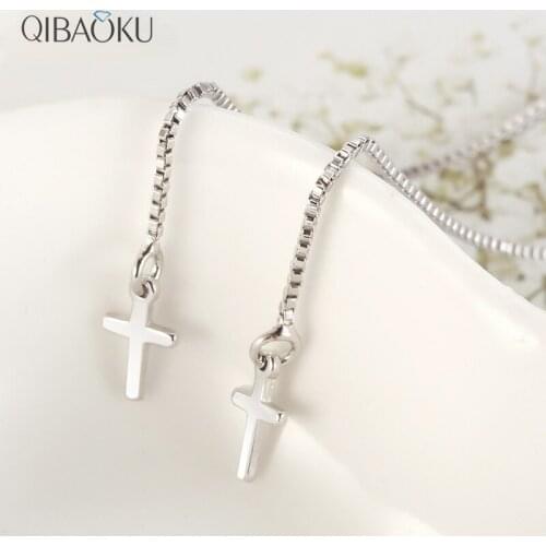 Long Chain Cross Earrings for Women New Tassel Perforation Pendant Earrings Korean Stylish Ear Jewelry Gift