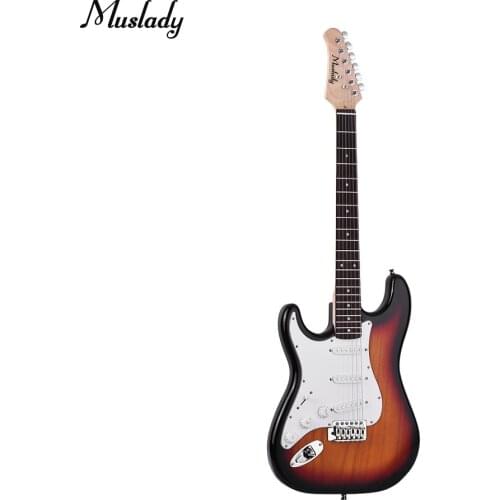 Muslady Electric Guitar Left Hand 21 Frets 6String Paulownia Body Maple Neck Solid Wood with Speaker Pitch Pipe Guitar Bag Strap