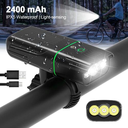Light Sensor Bicycle Light with Back Red Rear Light T6 USB Rechargeable LED Headlight Bike Front Lamp Flashlight NTH3 Accessorie