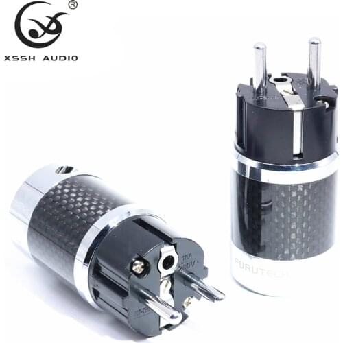 Guangzhou YIVO FI-50&FI50M Carbon Fiber Rhodium Plated DIY AC Power Electrical Male female connector IEC EU Plug