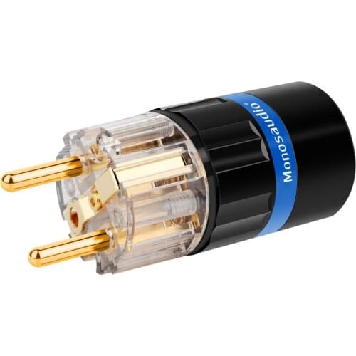 HIFI E105G/F105G Pure Copper Gold Plated EU version Power Plug Schuko European Male connector plug+IEC320 Female Plug