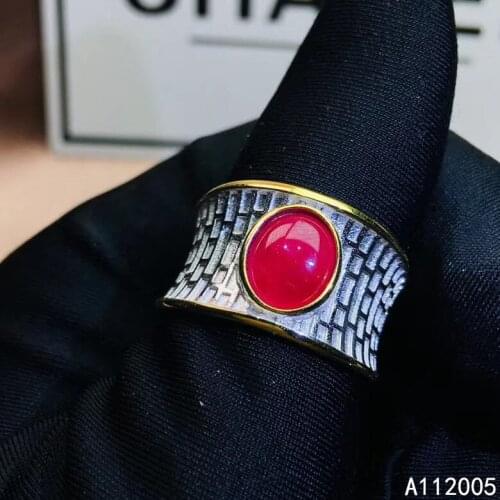 KJJEAXCMY fine jewelry 925 sterling silver inlaid natural adjustable ruby new Female men ring classic Support test with box