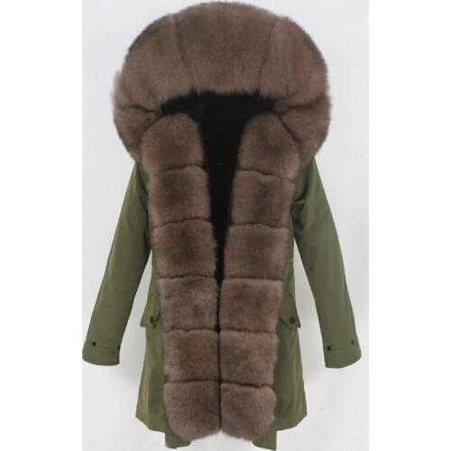 MENINA BONITA 2021 Long Waterproof Parka Real Fur Coat Winter Jacket Women Natural Big Fox Fur Collar Hood Outerwear Detachable