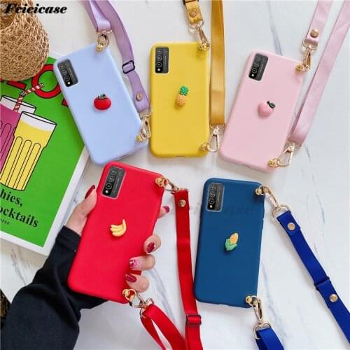 Cute Fruit Lanyard Soft Case For Huawei Honor 10X Lite Silicone TPU Cover on Honor10X lite 10 X Lite Phone Bags