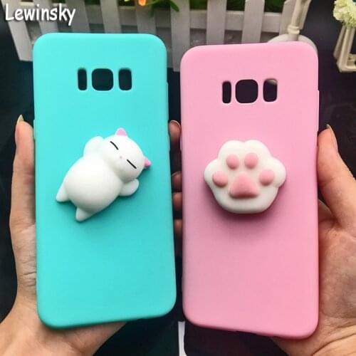 3d Squishy Cat Silicon TPU Soft Case For Samsung Galaxy A5 A6 A7 A8 2018 Candy Color Back Cover J3 J5 J7 2016 C9 pro phone cases