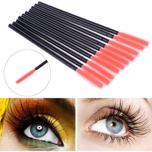 50pcs Disposable Eyelashes Brush Silicone Head Make Up Mascara Brush Kit