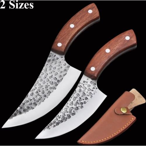 New 2 Sizes Handmade Forged High Carbon Steel Boning Knife Kitchen Knives Butcher Knife Meat Cleaver Outdoor Cooking Cutter Tool