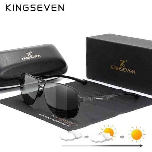 KINGSEVEN New Photochromic Men Aluminum Sunglasses Polarized UV400 Mirror Male Sun Glasses Women For Men Oculos de sol N7188