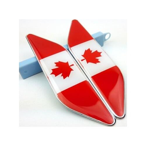 Pair Canada Flag Auto Fender Side Emblem Skirts Badge Decal Sticker Car Accessories