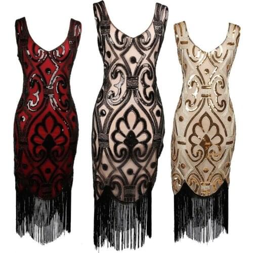 1920s Gatsby Sequin Fringed Paisley Flapper Dress Vintage Dress Great Gatsby Dress 1920s S M L XL XXL