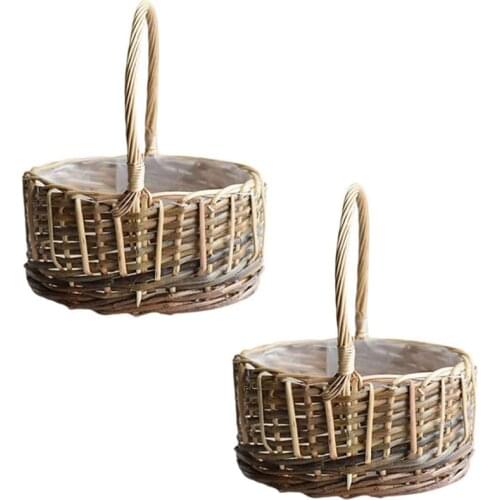 2Pcs Hand Woven Seagrass Wicker Basket for Plants Boho Belly Plant Baskets Indoor Planter Pots