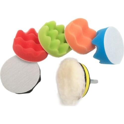 8pcs/set Car Wave Sponge Disc Buffing Polisher Pads Foam Set Buffer Polishing Automotive Wheel Waxed Polishing Pad
