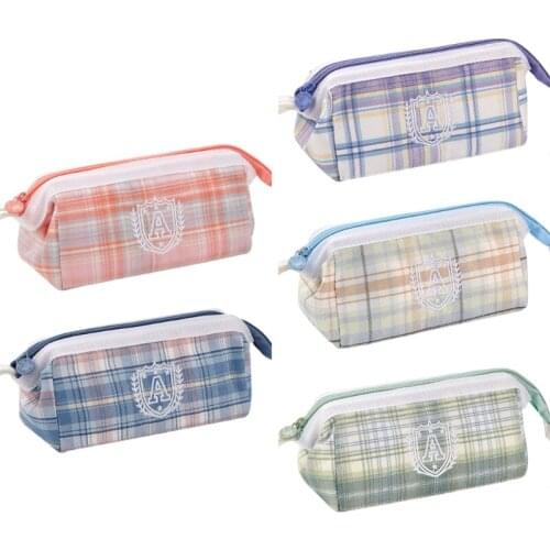 Portable Pencil Pouch Featured Zipper Pocket Hidden Pocket Large Capacity Makeups Storage Pouch for Office Travel School H3CA