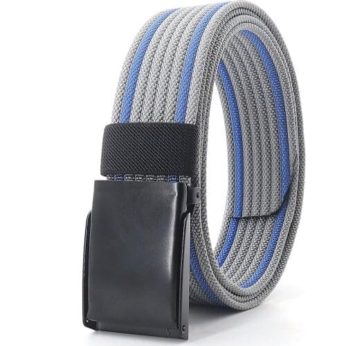 New Men&Women Canvas Belt Luxury Metal Black Iron Buckle Jeans Waist Belts Fashion Casual Stripes Waistband Male Tactical Strap