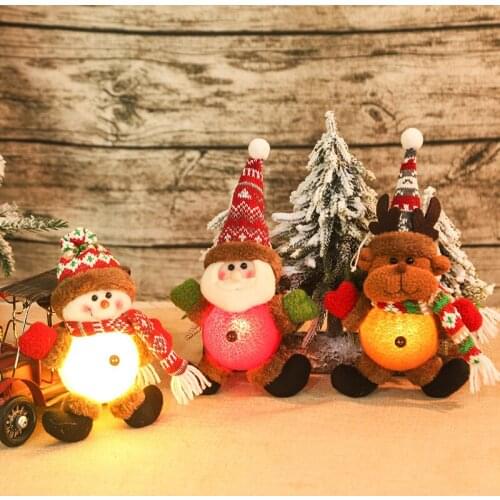 Christmas Cute Old Man Elk Snowman Doll Decorations Xmas Tree Pendant Doll With Light Childrens Gifts Window Ornaments Navidad