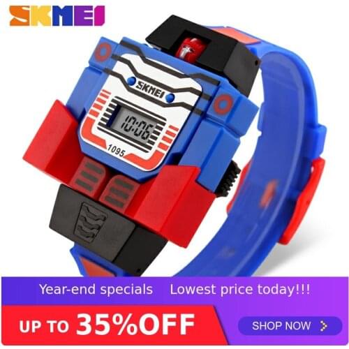 SKMEI 1095 Children Wristwatch Kids Boy Digital Watch Detachable Robot Deformation Toy