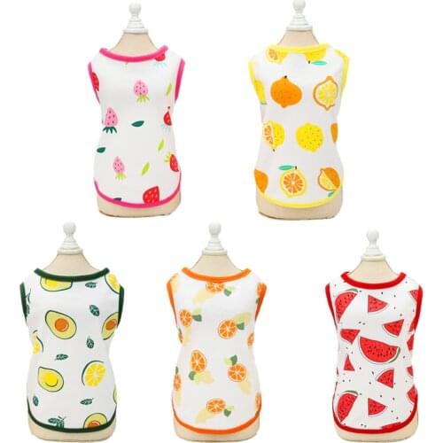 Spring Summer Cotton Puppy Dog Cat Vest Fruit Print Pet Clothes for Small Dogs Mascotas Clothing Shih Tzu Poodle Shirts Costume