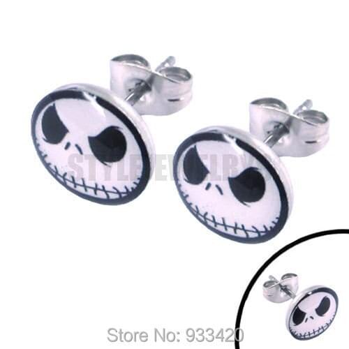 Free Shipping! Enamel Jason Ghost skull Earrings Stainless Steel Jewelry Fashion Lovely Motor Earring Studs SJE370041B