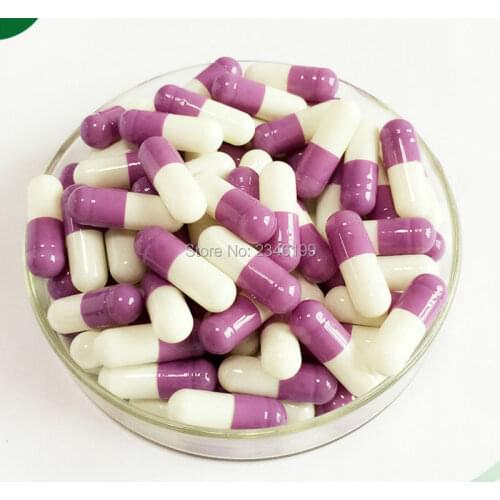 1000pcs/lot Size 1# Purple White Empty Capsule Shells, 1# Empty Powder Refillable Capsule Container, Safety DIY Capsule Shells