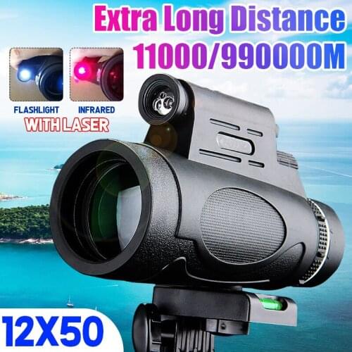 12*50 High Optical Monocular with Laser Night Light Function Portable Telescope for Bird Watching Target Shooting Outdoor