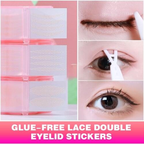 180pairs/1 Packs Gauze Mesh Lace Invisible Double-Fold Eyelid Sticker Transparent Invisible Self-Adhesive Eyelid Tape Sticker