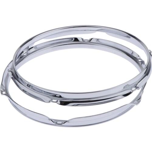2 Pieces 12inch 6 Lug Batter Hoops 2.5mm for Snare Tom Drum Replacement Part DIY(Silver)