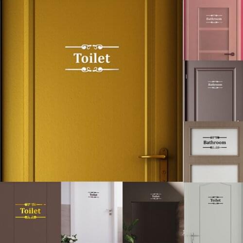 3D Toilet Door Stickers Acrylic Home Bathroom Shop Restaurant Hotel Toilet Tips Mirror Stickers Adesivo De Parede Wall Stickers
