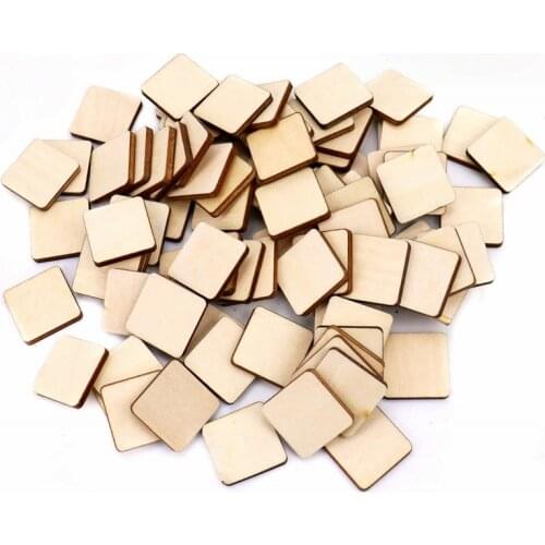 50pcs 20mm 0.78inch Blank Wood Squares Wood Pieces Unfinished Round Corner Square Wooden Cutouts for DIY Arts Craft