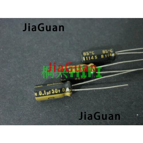 50pcs NICHICON KW 50v0.1uf 5x11MM audio electrolytic capacitor 0.1uF/50v kw 85 degrees FW upgrade version 0.1UF 50V 104