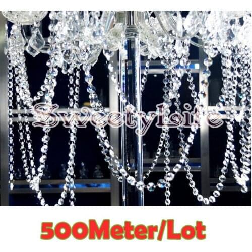 500M/Lot,Free Shipping 14MM Acrylic Octagonal Crystal Garlands / bead Strands, Clear Color, Wedding & Party Decor