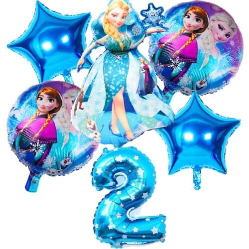 6pcs/set Disney Frozen 2Princess Snow White Balloon Birthday Wedding Party Decoration Supply Aluminum Foil Baby Shower kids Gift