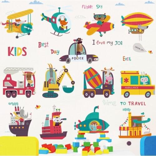 Car Plane Submarine Kids Room Decoration Wall Sticker DIY Toys Childern Baby Bedroom Nursery Wall Decals Poster Mural