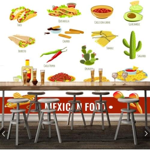 Bacal Custom papel de parede 3d Mexican traditional food mural wallpaper for restaurant kitchen background decor 3D wallpapers