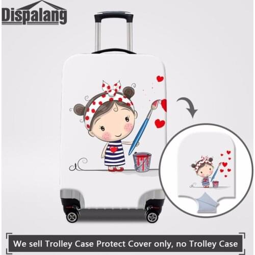 Dispalang Kawaii Cartoon Girl Heart Print Travel Luggage Suitcase Protective Cover Elastic Dustproof Waterproof Travel Bag Cover