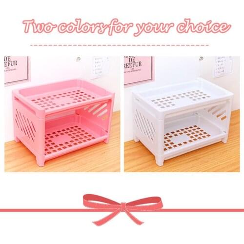 Double Fold Storage Shelf Simple Desktop Storage Shelf Desk Accessorie Organizer