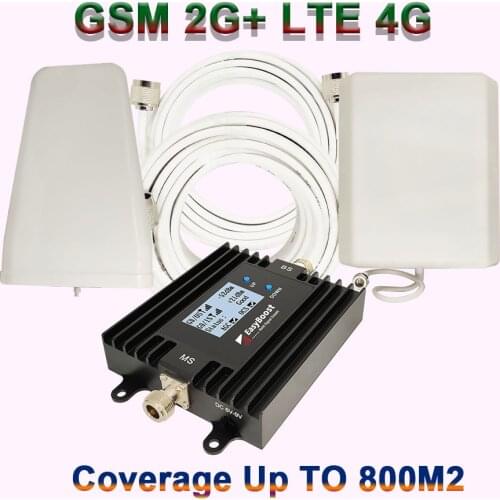 LTE 4G Dual Band 900/1800Mhz Cell Signal Booster GSM Repeater 2G Calls + LTE 4G Data With Smart Digital LCD With Full Kit