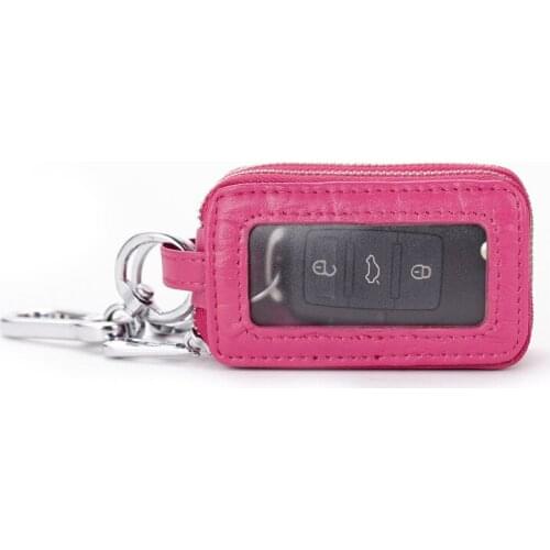 NEW Genuine Leather Car Double-layer Key Wallets Men Key Holder Car Keys Women Keychain Covers Zipper Key Case Bag Pouch Purse