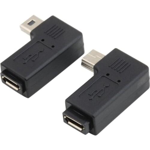 Hot sales!!Micro USB 5Pin Female to Mini 5Pin Male 90 Degree Angle right + Left Adapter Converter free shipping
