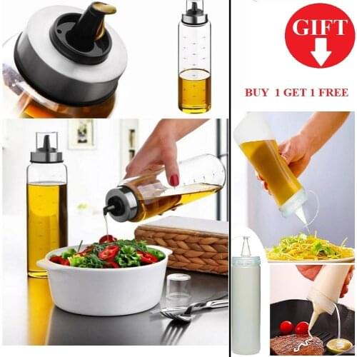 500/1000ml Leakproof No Drip Glass Oil Olive Vinegar Bottle Soy Sauce BBQ Liquor Dispenser Kitchen Utensils Gift Lock Plug Seal