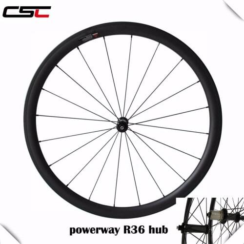 Single front wheel 23mm wide 24/ 38/ 50/ 60/88mm Deep powerway R36 hub Clincher Tubular Carbon road bike bicycle Wheels