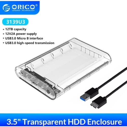 ORICO 3139U3 HDD Case USB3.0 to SATA3.0 Hard Drive Disk Enclosure for 2.5/3.5 HDD SSD Box HD External Adapter Support UASP 8TB