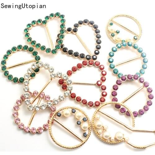 Round Rhinestone Buckles Diamond Invitation Ribbon Slider for Wedding Decoration Supply Buttons Embellishments for Clothing