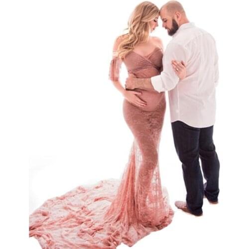 Lace Long Maternity Dresses For Photo Shoot Pregnancy Dresses For Pregnant Women Voile Mermaid Maternity Photography Props 2021