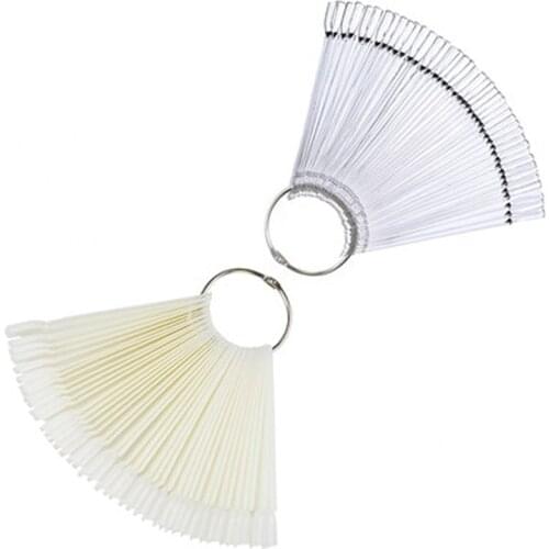 False Nail Tips 50Pieces Of Fan-shaped Swatches Clear/White Color UV Gel Nail Polish Practice Color Card Nail Salon Used Display