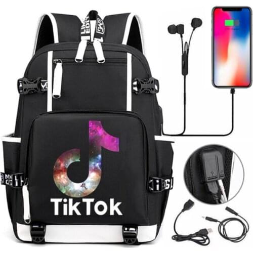 TIK TOK Fashion Backpack Kids Teens School Bags Bookbag TIK TOK Boys Girls USB Travel Shoulder Bags Gift