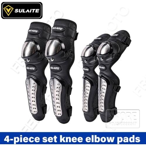 SULAITE Motorcycle Knee Pads Motocross Off-road Knee Guard Protective Gear Wearable Motocross Elbow Pads + Knee Pads 4 Seasons